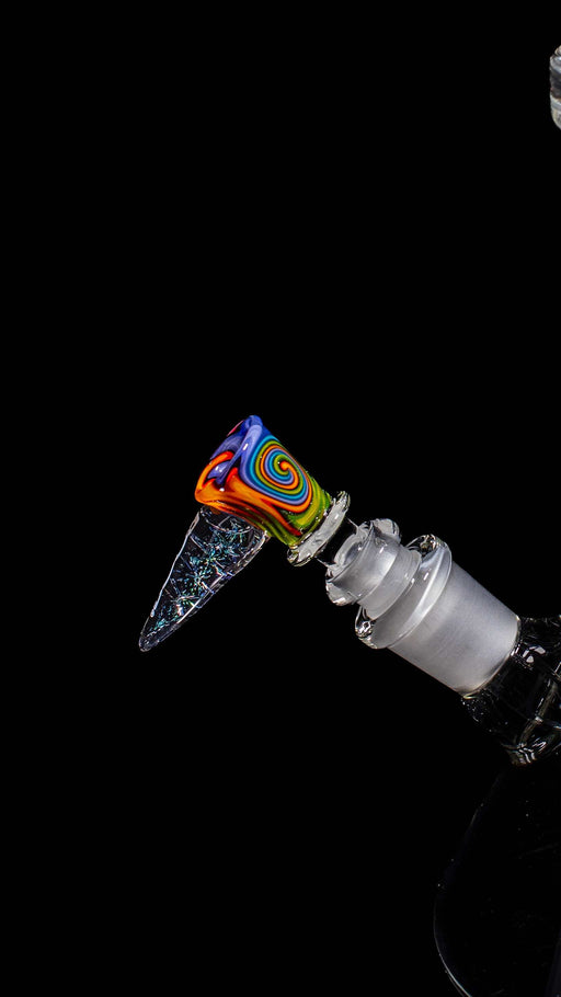 ROOR® HornTini Color Worked 10mm Bowl with vibrant handcrafted design, black background.