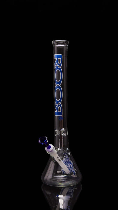 Intro Collector Series NINETY NINE ROOR 18" Beaker, blue and white design, high-quality Schott glass, ice pinches, downstem included.