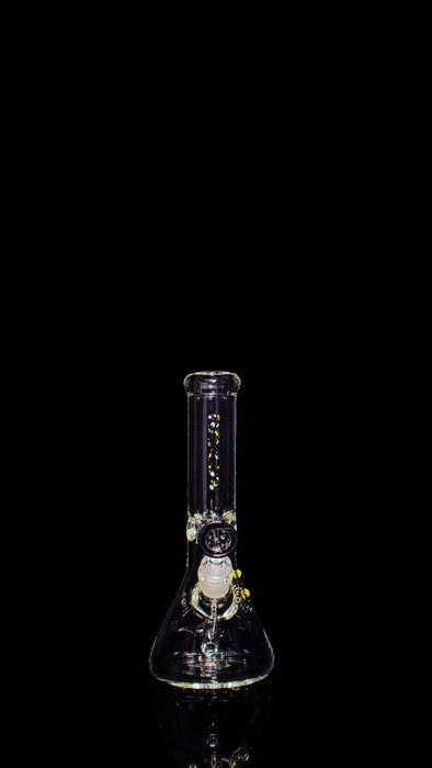 ROOR® 10" Beaker with Galaxy Decal and Black Rim Bowl against black background.