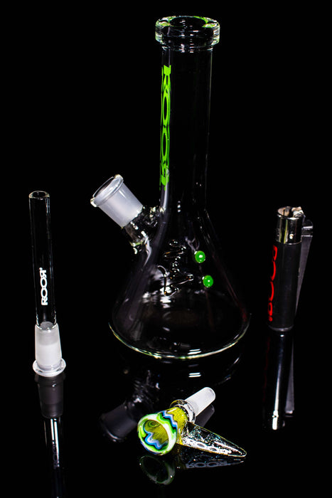 ROOR® Micro 6" Beaker with Green decal and Custom 10mm Bowl.