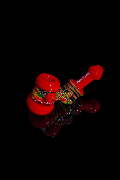ROOR® Reversal Sherlock Style Custom Worked Color Marble Glass Pipe, 4.5", Handcrafted Borosilicate Design.