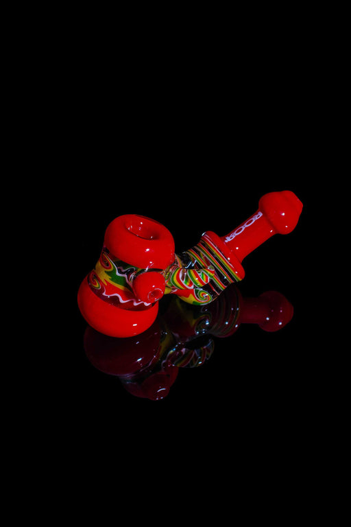 ROOR® Reversal Sherlock Style Custom Worked Color Marble Glass Pipe, 4.5", Handcrafted Borosilicate Design.