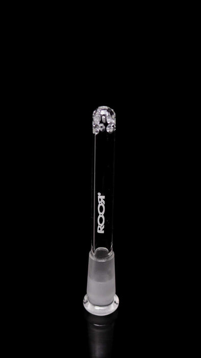 ROOR® Mini Downstem 14.5mm to 10mm glass accessory on black background.