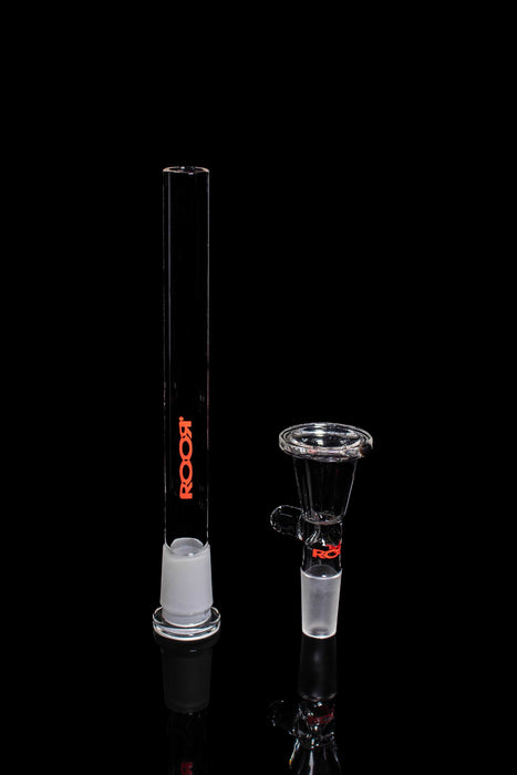 ROOR® Downstem & Bowl Set with Red Decal on Black Background