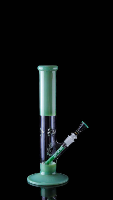 ROOR® Classic 14" Color Straight 50x5mm Mint glass with mint camo decal, ice pinches, and diffused downstem.