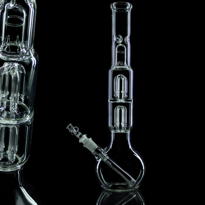 ROOR Tech Double 4-Arm Tree Bubble Base glass bong with bubble base and tree percolators.