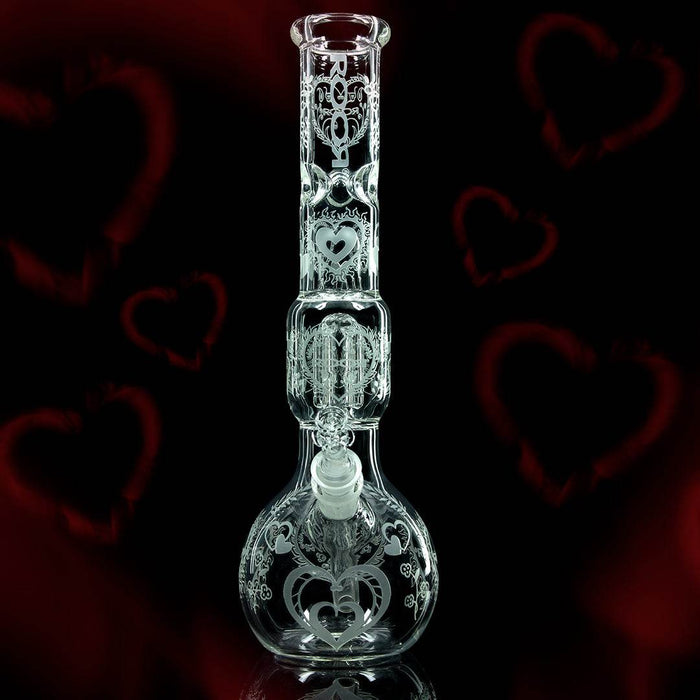 ROOR Tech 4-Arm Tree Bubble Base Love Edition with heart design and clear glass.