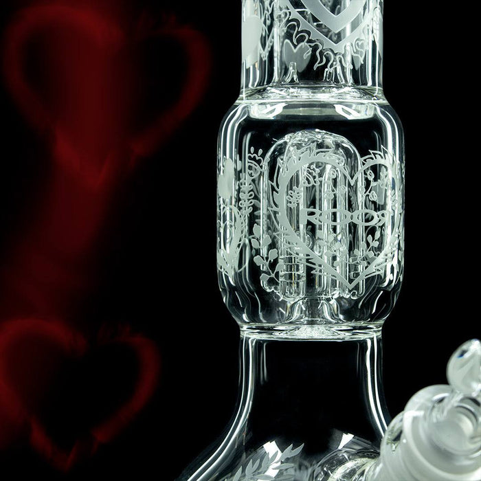 ROOR Tech 4-Arm Tree Bubble Base Love Edition with heart design and classic glass craftsmanship.