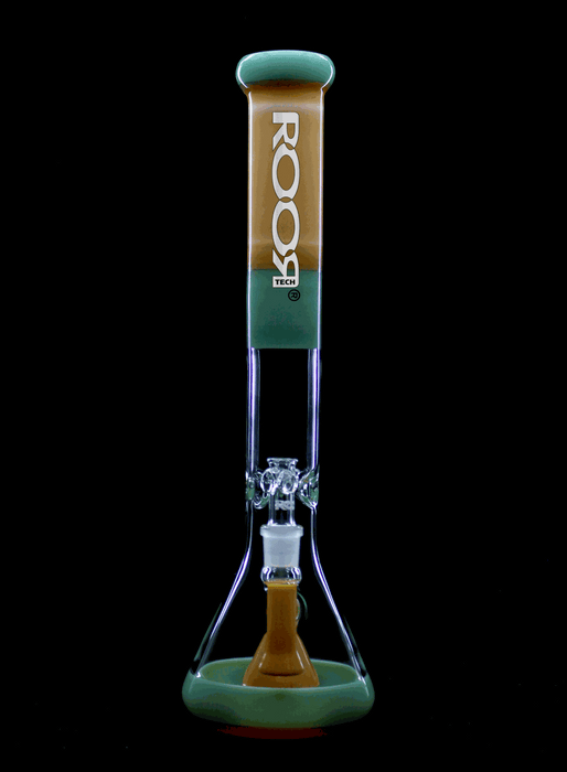 ROOR® Tech Fixed 18" Beaker 50x5 in Tangie & Mint colors with ice-pinches and built-in debris catcher.