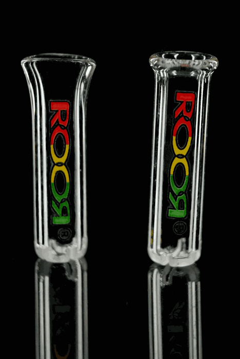 ROOR® Glass Tips 3 Pack with colorful decal on black background.