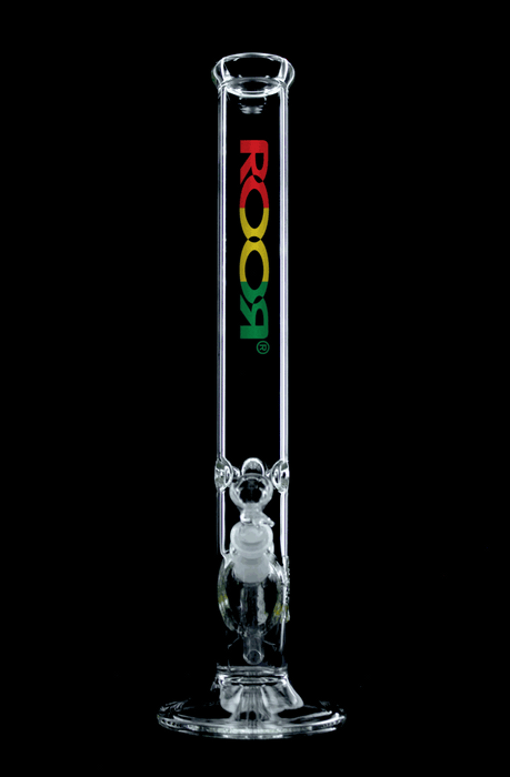 ROOR® Classic 18" Straight 50x5mm Rasta glass bong with Rasta decal.