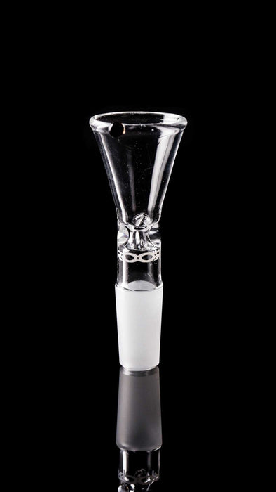 ROOR 14mm classic funnel bowl with pointed handle style made of clear glass with 14.5mm male joint.
