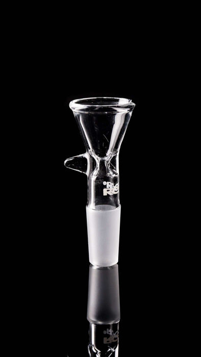 ROOR 14mm classic clear glass funnel bowl with pointed handle style and 14.5mm male joint