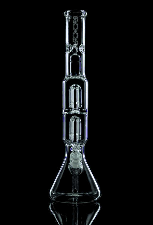 ROOR Tech Double 4-Arm Tree Beaker glass with splash guard and ice-pinch.