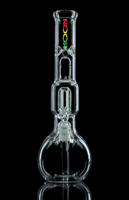 ROOR Tech 4-Arm Tree Bubble Base bong with classic design and splash guard.
