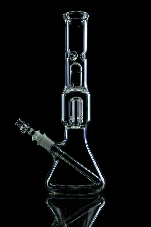 ROOR Tech 4-Arm Tree Beaker made from German Duran Schott glass with splash guard and ice-pinch.