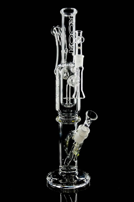 Eleven30 Mini Straight glass rig with dual chambers and ROOR branding.