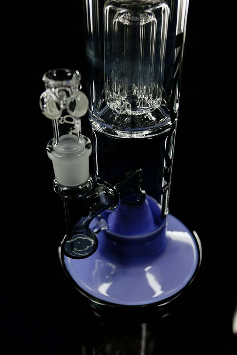 ROOR® Tech Fixed 14" 50x5 Barrel Bubbler in purple and black glass with percolator system.