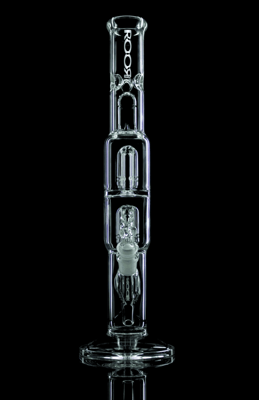 ROOR Tech Double 4-Arm Tree Straight glass design on black background.