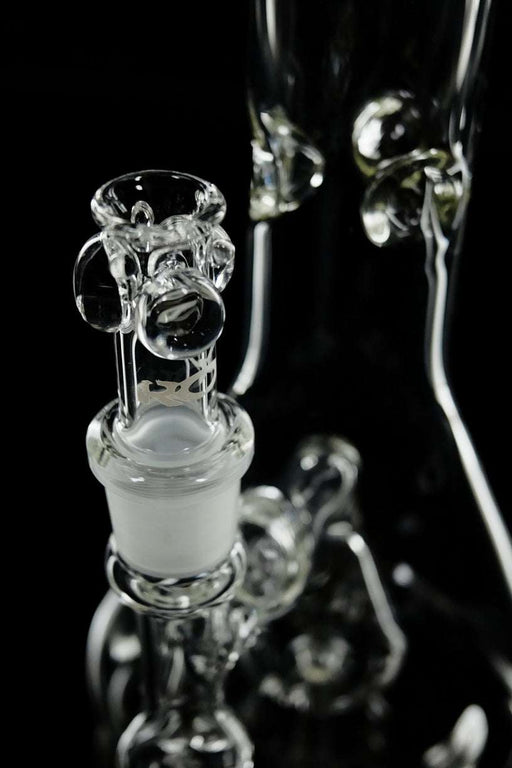 ROOR® Tech Fixed 14" Beaker 50x5mm Clear glass detail with built-in debris catcher and percolation slits.