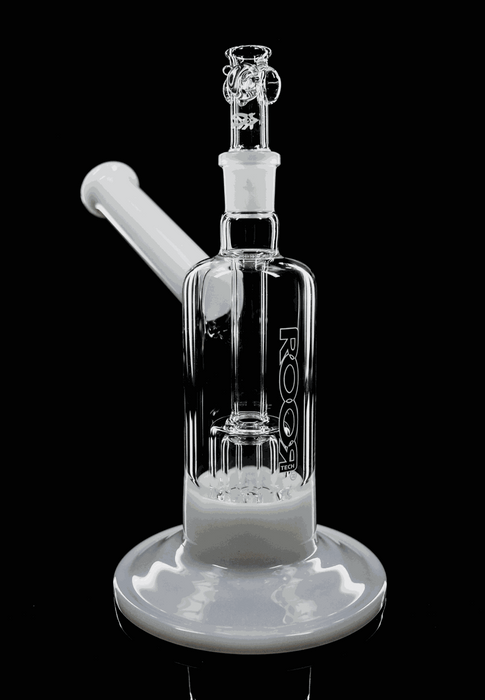 ROOR® Tech Fixed Barrel Bubbler White with barrel percolator, glass design.
