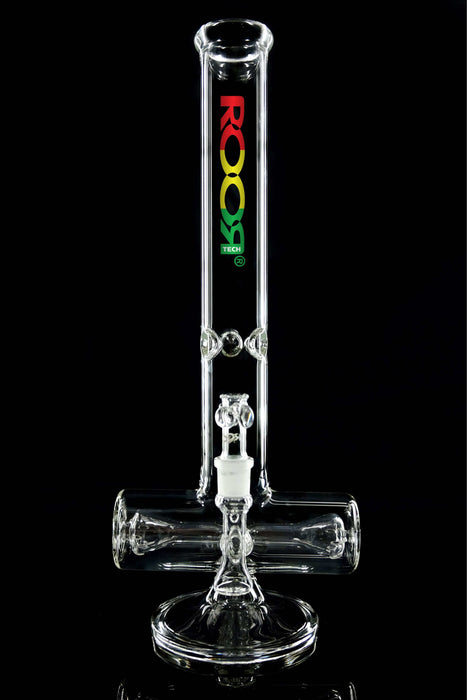 ROOR® Tech 18” Inline 50x5mm clear glass water pipe with colorful logo and inline percolator