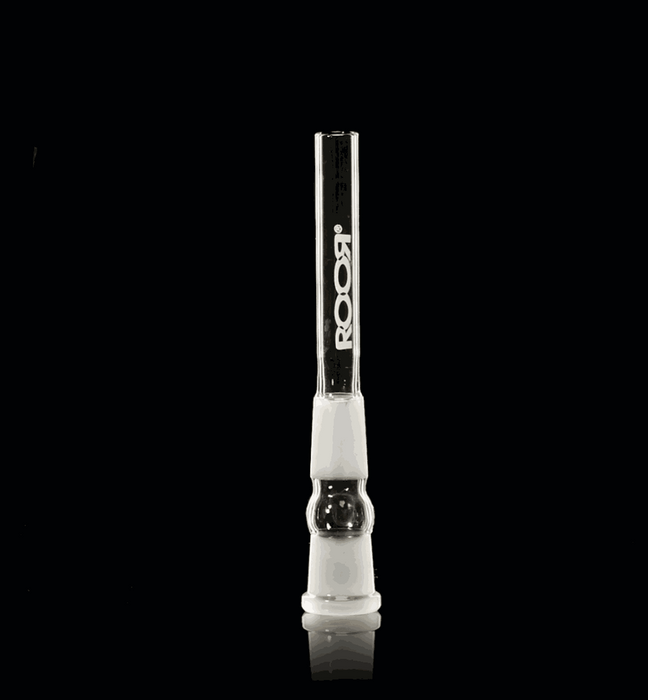 Open-Ended Downstem Straight 18.8mm glass accessory with ROOR branding on black background.