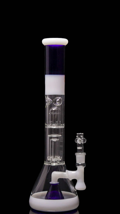 ROOR® Tech Fixed 18" Beaker with 50x5mm Barrel Perc in White and Blue Glass Design