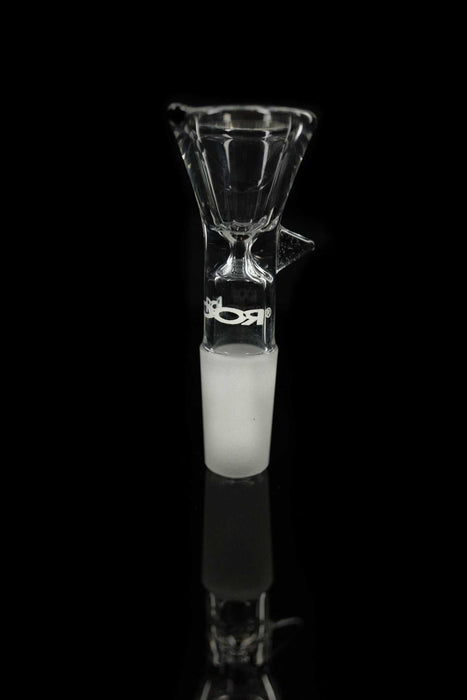 ROOR 14mm classic clear glass funnel bowl with pointed handle style and 14.5mm male joint