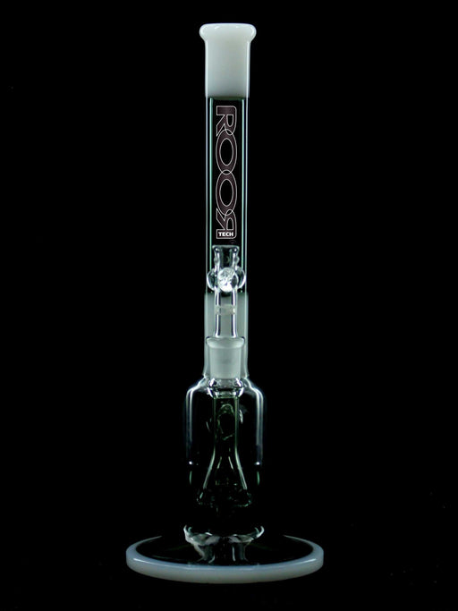 ROOR® Tech 14” Bubbler in Smokey Grey and White with glass percolator and debris catcher design