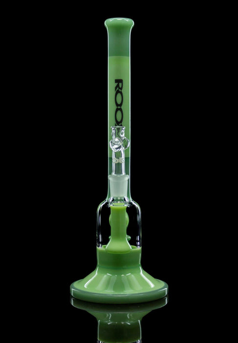 ROOR Tech 14” glass bubbler in milky and mint green with built-in percolator and debris catcher
