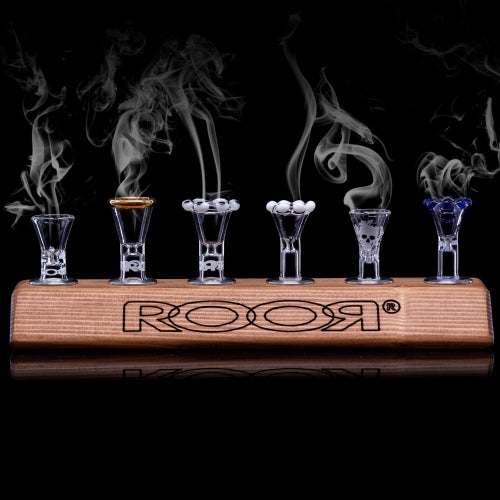 ROOR® Wood Bowl Holder with assorted bowl sizes on display.