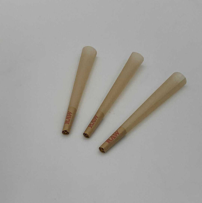 Raw Classic King Size Cones - 3 Pack, pre-rolled natural unbleached paper.