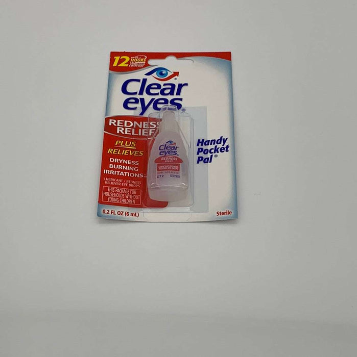 Clear Eyes ® Handy Pocket Pal® eye drops for redness and dryness relief, 6ml package.