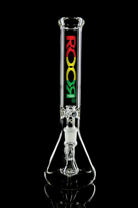 ROOR® Tech Fixed 18" Beaker 50x5mm Clear glass with colorful decal and percolation features.
