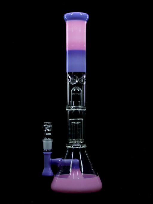 ROOR® Tech Fixed 18" Beaker with Barrel Perc in Purple & Pink with splash guard and ice-pinch.