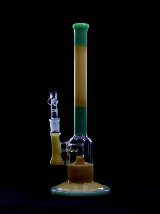ROOR® Tech 14” Bubbler Tangie & Mint with colorful glass design and fixed stemless structure.