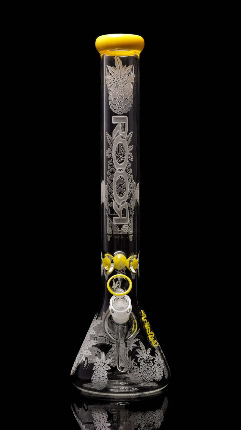 ROOR Custom Pineapple Express 18 inch sandblasted beaker, foundation of a modular custom glass setup