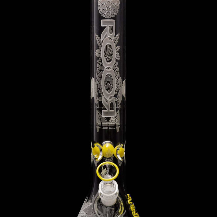 ROOR Custom Pineapple Express 18 inch sandblasted beaker, foundation of a modular custom glass setup