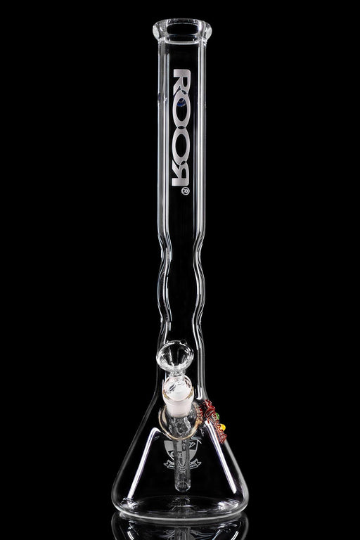 ROOR® Custom 30th Anniversary 18-inch clear beaker bong with platinum decal and limited edition design.