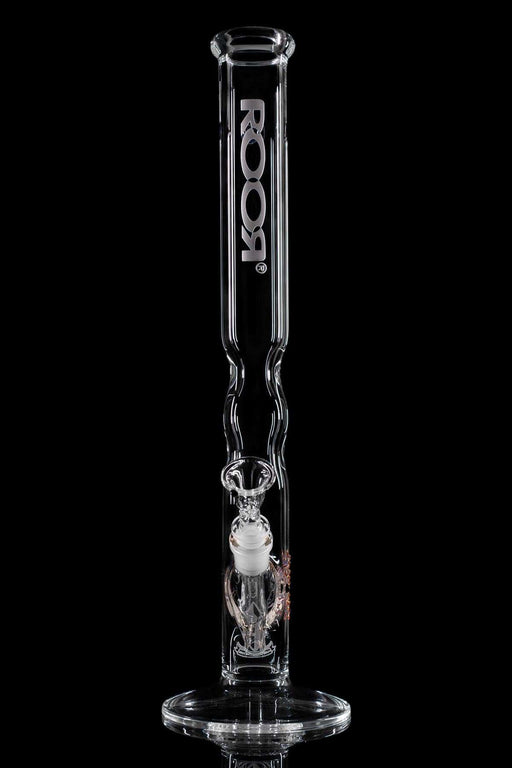 ROOR Custom 30th Anniversary clear glass straight bong with platinum decal and 18-inch height