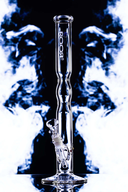 Clear ROOR® Custom 30th Anniversary 18" straight glass bong with platinum decal, limited edition 10 pieces.