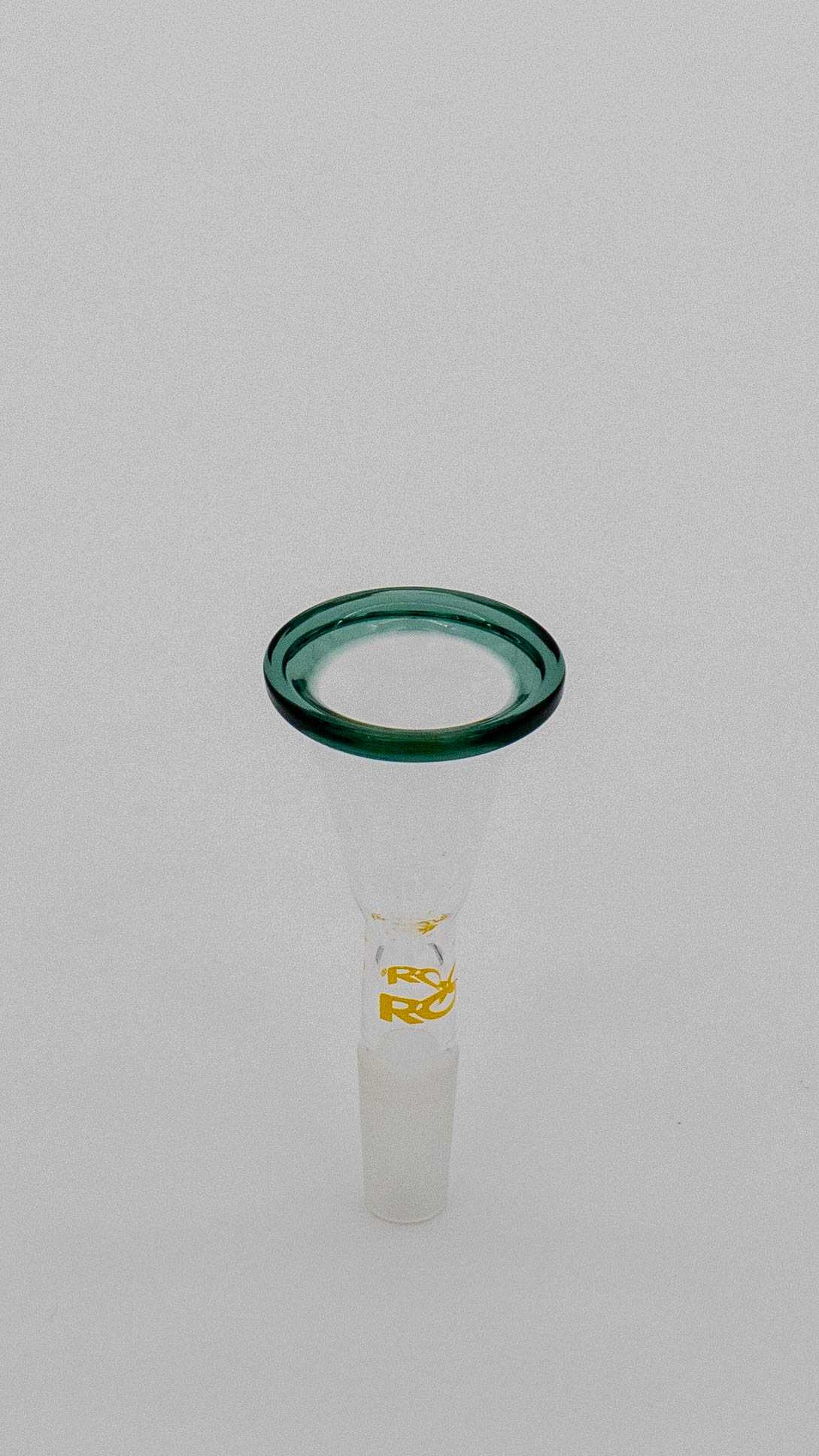 ROOR 10mm classic funnel style color rim bowl in jade with yellow decal and male joint