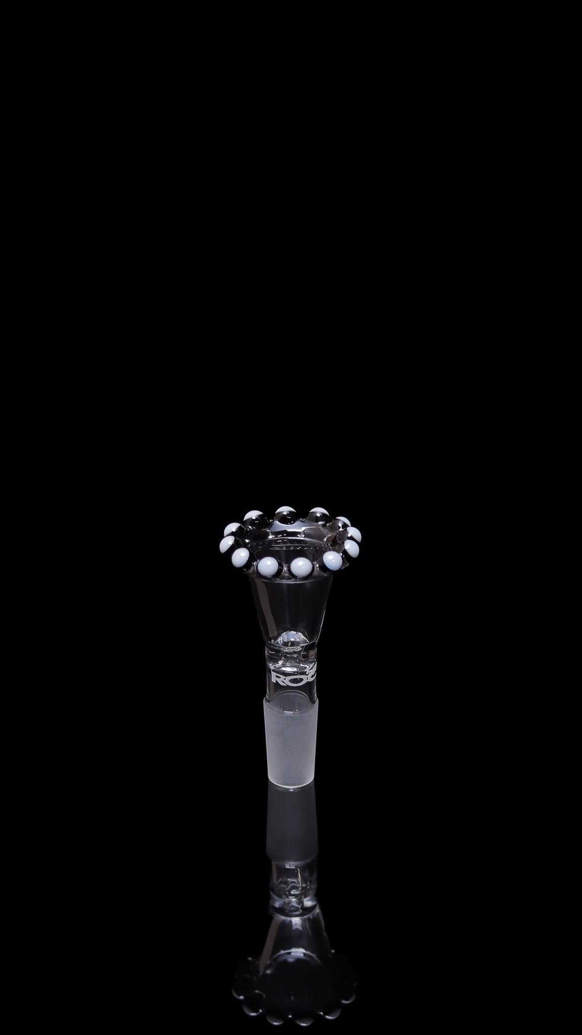 ROOR® Custom White Black Color Crown Bowl, handcrafted 14.5mm male joint funnel.