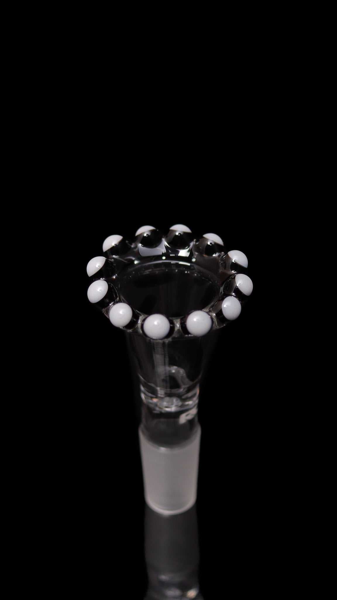 ROOR® Custom White Black Color Crown Bowl, 14.5mm joint, handcrafted glass design.