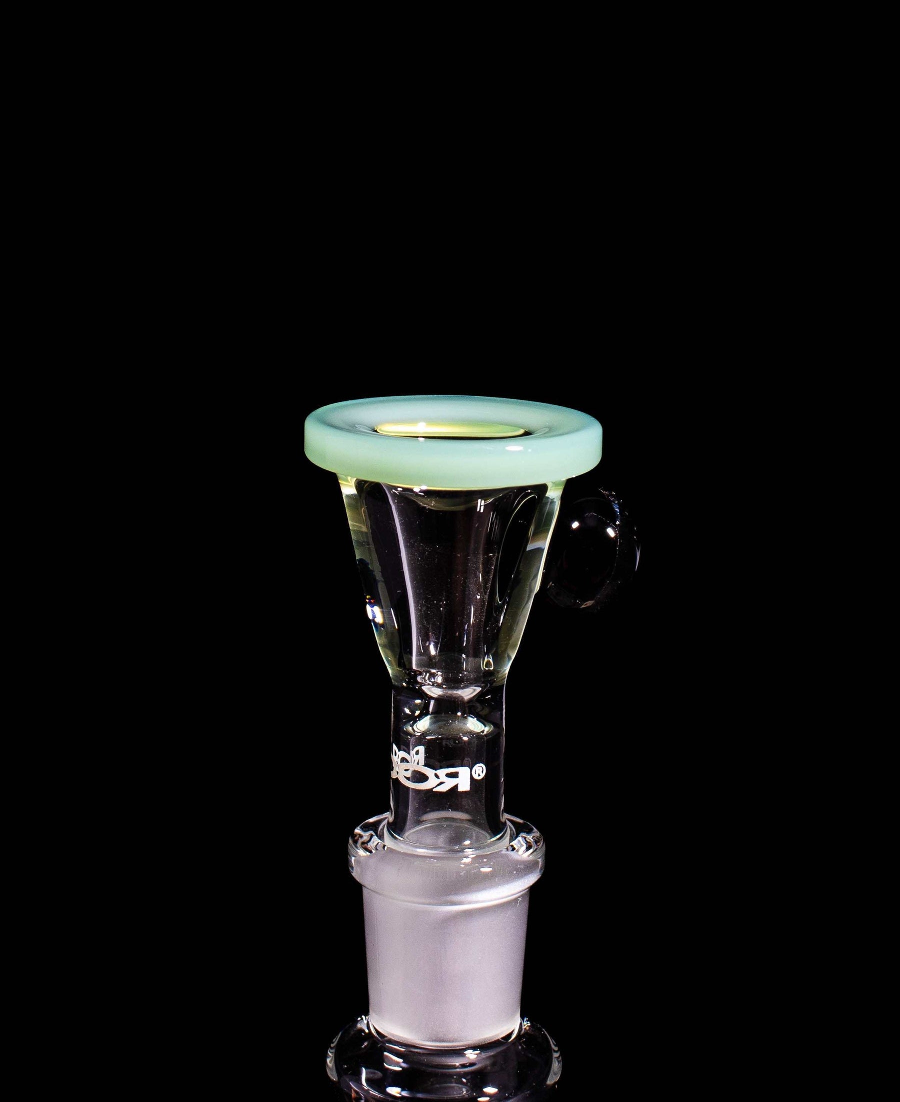 ROOR® Dichro Marble Color Rim Bowl in mint green with male joint funnel.