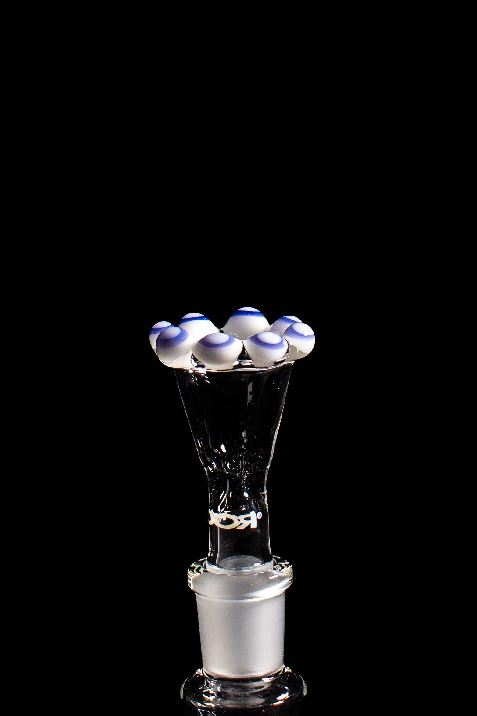 ROOR custom white and milky blue double crown funnel bowl with male joint for smoking accessories