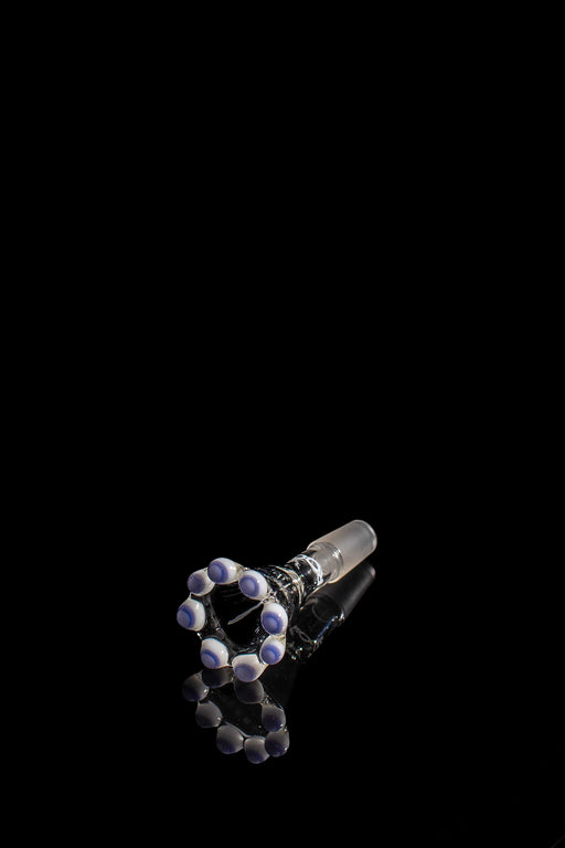 ROOR® Custom White and Milky Blue Double Crown funnel bowl with male joint on black background