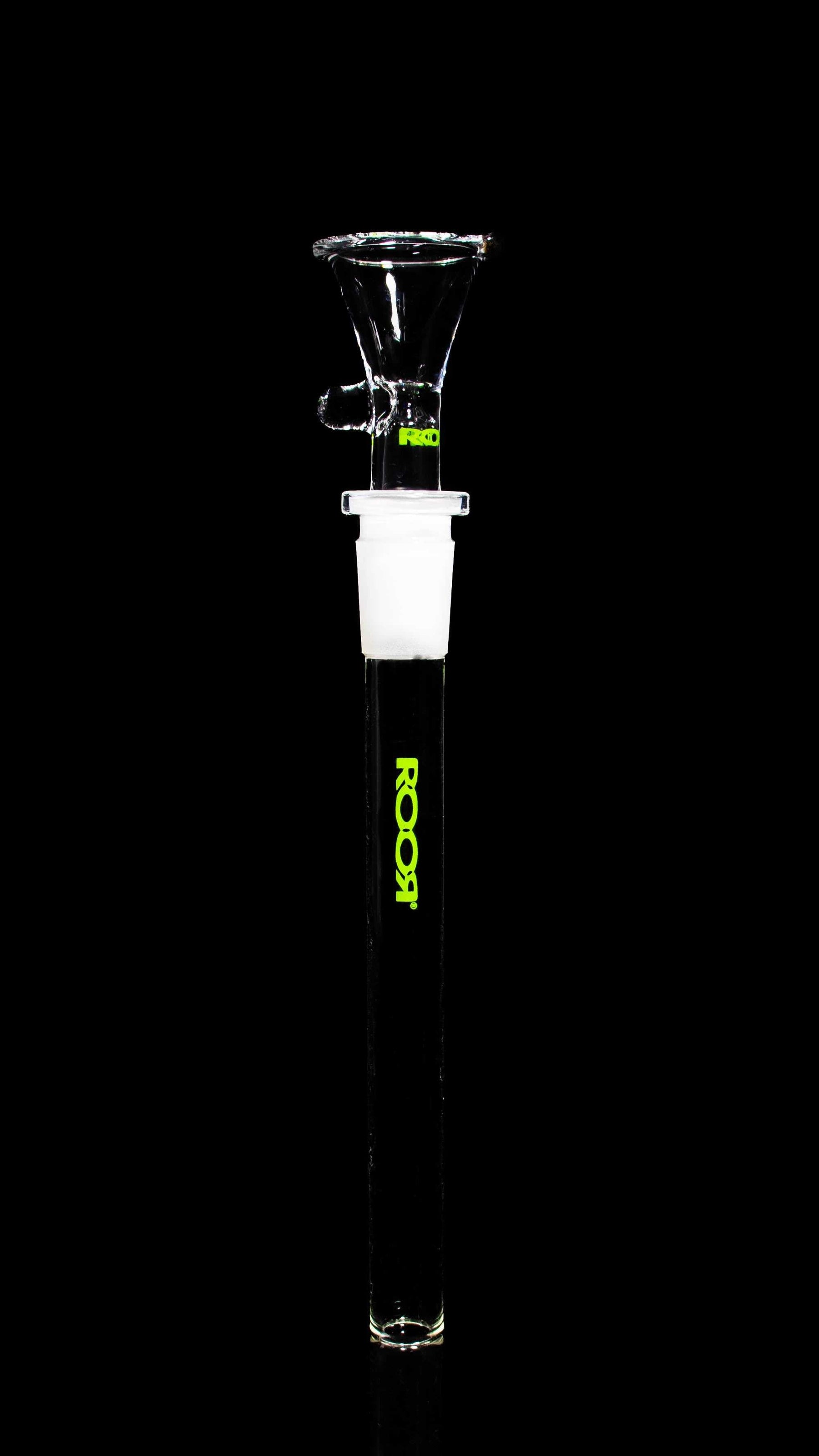 ROOR® Downstem & Bowl Set with Green Decal showcasing high-quality glassware for tube enhancement.