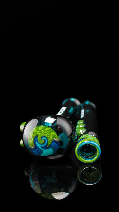 ROOR® Custom Worked Hand Pipe Jade Chillum Set Green Swirl